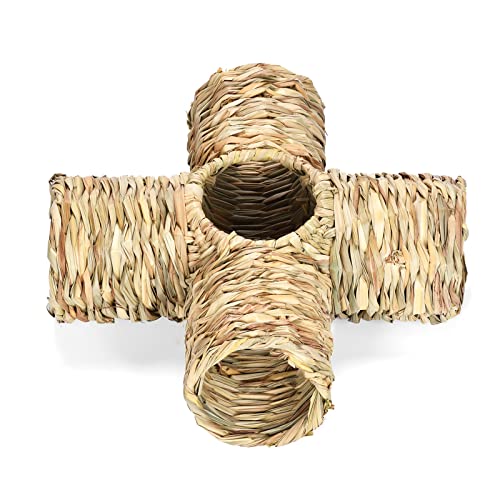 KJDKNC Grass House Natural Straw Woven Tunnel Tube Chew For Hay Nest For Igel, Frettchen Rennmäuse von KJDKNC