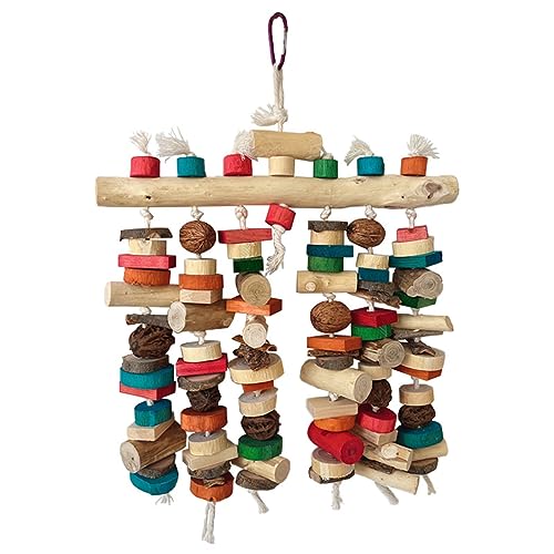 KJDKNC Vogelspielzeug, buntes Kauspielzeug für Zähne, Block, Clusterkäfig, Hängespielzeug, Haustierschleifen, Zahnspielzeug, Vogelkauspielzeug für Papageien, große Papageien von KJDKNC