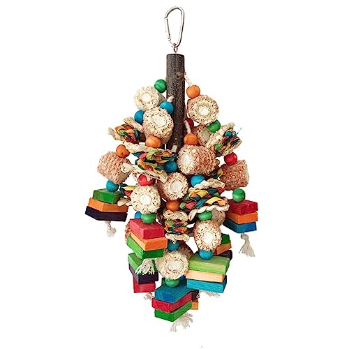 KJDKNC Vogelspielzeug für Papageien, natürliches Holz, Vögel, Backenzähne kaubar, Holz, buntes Papageienspielzeug, langweiliges Spielzeug, Papageienspielzeug, hängende Papageien, Gras, von KJDKNC