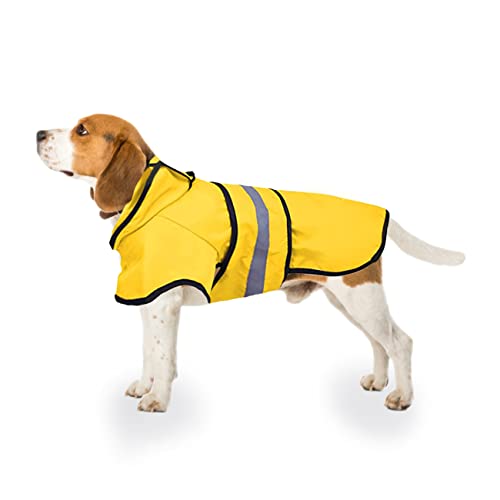 Hunde-Regenmantel, Regenponcho Jacke für Hunde, Hoodie mit Reflektierenden Streifen, Verstellbare wasserdichte Haustierkleidung, leicht zu tragen, für mittelgroße Hunde von KJEC