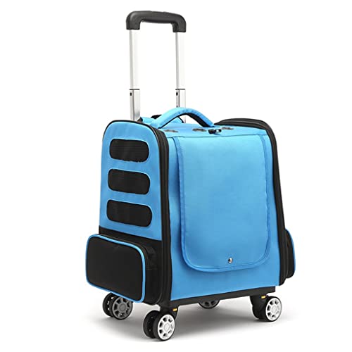 Faltbarer Reisetrolley für Haustiere, Transportbox für Hunde, Käfigtasche für Katzen mit Tasche (Hellgrau) (Blue) von KJHYYPP