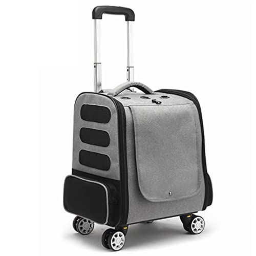 Faltbarer Reisetrolley für Haustiere, Transportbox für Hunde, Käfigtasche für Katzen mit Tasche (Hellgrau) (Light Gray) von KJHYYPP