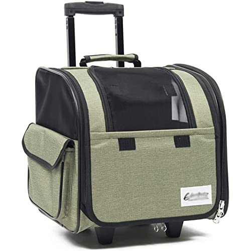 Multifunktionaler tragbarer Katzenrucksack, Haustier-Trolley mit Rädern, Haustier-Reisetasche für Reisen/Wandern/Outdoor (A 34 * 28 * 34cm) von KJHYYPP