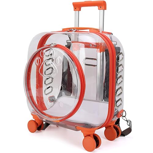 Tragbarer Outdoor-Haustier-Trolley für Katzen und Hunde, atmungsaktiver Haustier-Rucksack, geeignet für Spaziergänge auf Reisen (Orange) von KJHYYPP