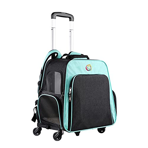 Trolley-Tasche für Haustiere, Abnehmbarer Trolley-Reiserucksack für Haustiere, Erweiterbare, Faltbare, Tragbare, Atmungsaktive Transporthandtasche (Blue) von KJHYYPP