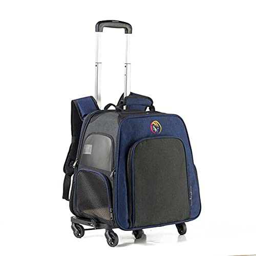 Trolley-Tasche für Haustiere, Abnehmbarer Trolley-Reiserucksack für Haustiere, Erweiterbare, Faltbare, Tragbare, Atmungsaktive Transporthandtasche (Blue2) von KJHYYPP