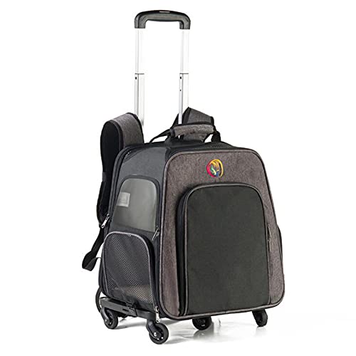 Trolley-Tasche für Haustiere, Abnehmbarer Trolley-Reiserucksack für Haustiere, Erweiterbare, Faltbare, Tragbare, Atmungsaktive Transporthandtasche (Grey) von KJHYYPP