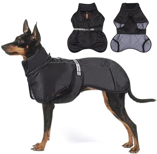 Hunde Kleidung, Warme Hundejacke, Baumwolle Gefütterte Hundejacke Warm Wintermantel für den kalten Winter (schwarz, 4XL) von KJSXUUE