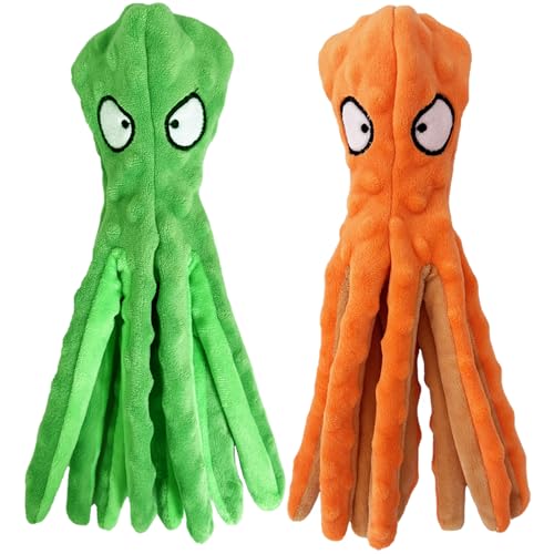 KKBDOO Octopus Hundespielzeug, quietschendes Hundespielzeug, um sie beschäftigt zu halten, Hundespielzeug ohne Füllung, knisterndes Hundespielzeug für kleine, mittelgroße und große Hunde, langlebiges von KKBDOO