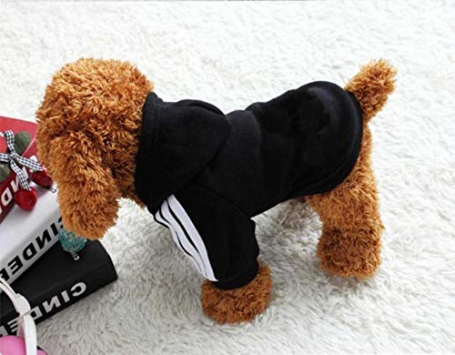 Haustier Hund Kapuzen Kleidung Bekleidung Welpe Katze Warme Kapuzenpullis Mantel Pullover für kleine Hunde XS-XXL Sport Hund Outfit für Bulldoggen Yorkshire-Black, S. von KKDIY