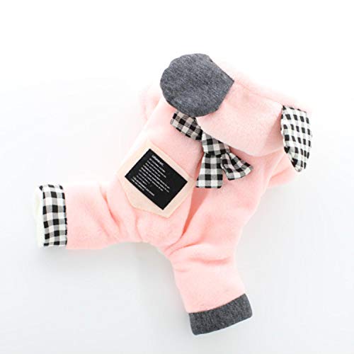 Haustier Hund Kleidung Warme Hund Overall Katze Welpe Pyjama Kleidung Verdicken Haustier Hoodie Mantel Outfit Für Hunde Mops-Pink, L. von KKDIY