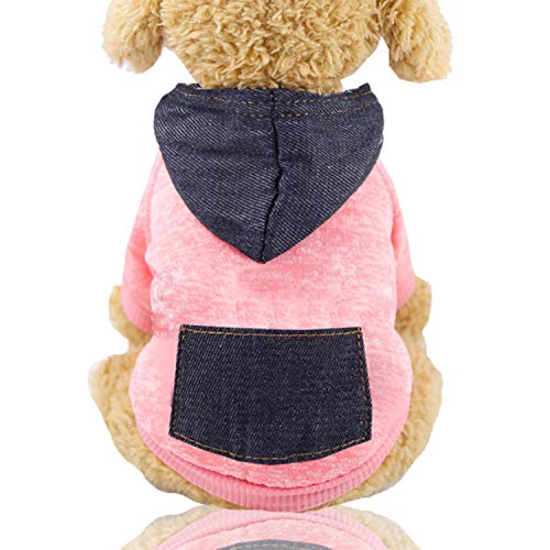 KKDIY Haustier Kleidung Kapuzen Kleidung Hundemantel T-Shirt Winter Warm Sweatshirt Warm Hundekleidung Weihnachtspullover 5-Pink, L, China von KKDIY