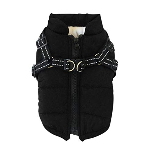 KKDIY Haustier Kleidung Winter Warme Jacke mit Geschirr Welpe Outdoor Walk Verstellbarer Brustgurt Hundeweste Weste Winterkleidung von KKDIY