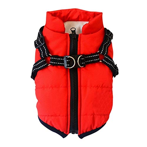 KKDIY Haustier Kleidung Winter Warme Jacke mit Geschirr Welpe Outdoor Walk Verstellbarer Brustgurt Hundeweste Weste Winterkleidung von KKDIY