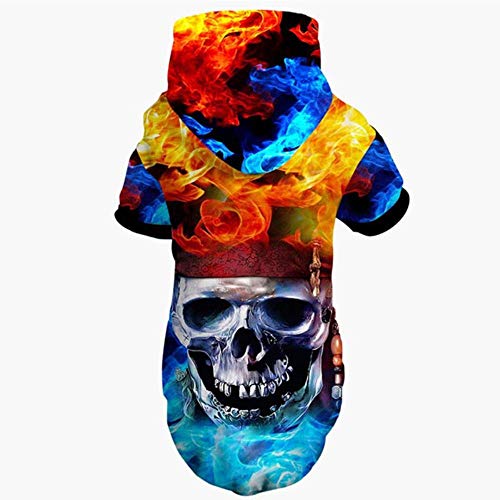 KKDIY Neues Haustier Hip-Hop Lustige 3D-gedruckte Hundekleidung Haustier Schädel Header Style Sweatershirts Hund Haustier Hoodies Big Warm Dog Outdoor Custome von KKDIY