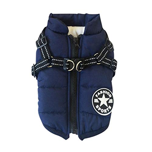 KKDIY Pet Harness Coat Winter Baumwolljacke mit Harness Puppy Outdoor Walking Verstellbarer Brustgurt Hundeweste von KKDIY