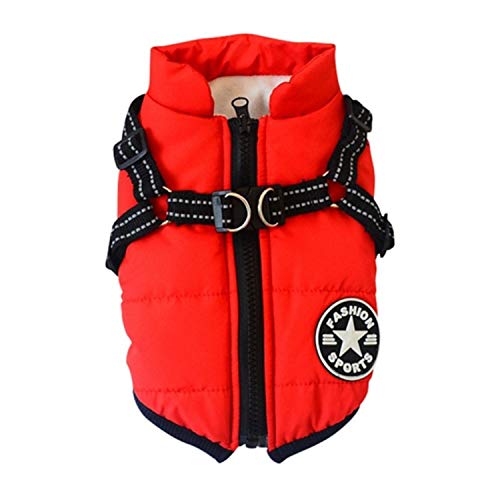 KKDIY Pet Harness Coat Winter Baumwolljacke mit Harness Puppy Outdoor Walking Verstellbarer Brustgurt Hundeweste von KKDIY