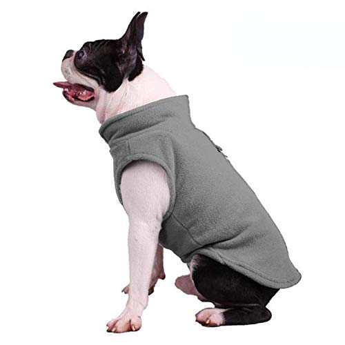 KKDIY Warme Fleece Haustier Hund Kleidung Haustier Mantel Welpen Hunde Shirt Französisch Bulldogge Pullover Winter Hund Kleidung für mittlere Hunde Grey, M, USA von KKDIY