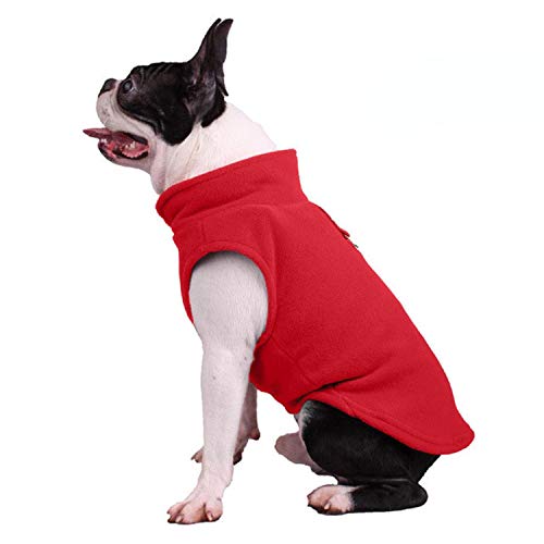 KKDIY Warme Fleece Haustier Hund Kleidung Haustier Mantel Welpen Hunde Shirt Französisch Bulldogge Pullover Winter Hund Kleidung für mittlere Hunde Red, M, Spanien von KKDIY