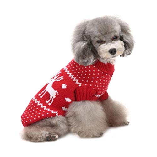 KKDIY Weihnachten Elch Print Haustier Hund Kleidung Haustier Kleidung Welpe High Collar Warme Kleidung Outwear Sweater Small Medium Dogs Vest Shirt von KKDIY