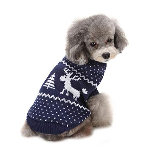 KKDIY Weihnachten Elch Print Haustier Hund Kleidung Haustier Kleidung Welpe High Collar Warme Kleidung Outwear Sweater Small Medium Dogs Vest Shirt von KKDIY