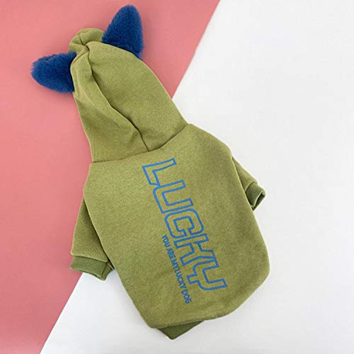 Plus Samt French Bulldog Hoodies Hundekleidung für kleine Hunde Katze Yorkies Sweatshirt Welpe Kostüm Jacke Pullover Anzug Wintergrün, L. von KKDIY