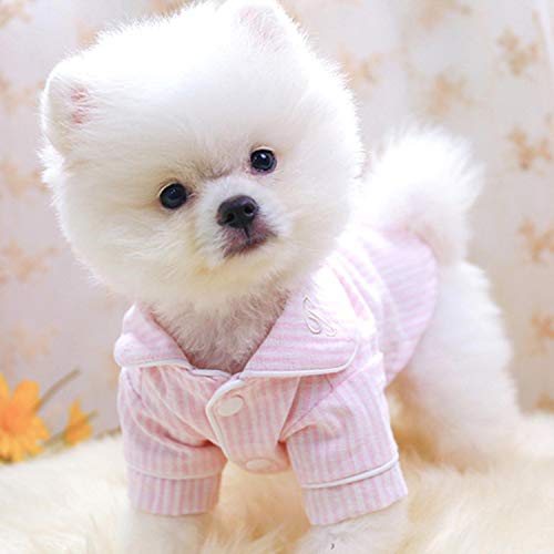 Soft Puppy Dog Pyjamas Katze Schlafkleidung Gestreifte Haustierkleidung Indoor Small Medium Dogs Cats Pyjamas Bathrob Pink Perro von KKDIY