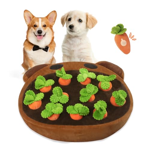 KKLUU Quietschendes Karotten-Hundespielzeug, Verstecken und Suchen Hundespielzeug, Karotten-Hundeanreicherungsspielzeug, Plüsch-Puzzle-Spielzeug für kleine, mittelgroße und große Hunde, inklusive 11 von KKLUU