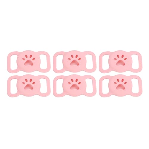 6PCS Haustierhalsbandhalter Airtag Silikon Anti-Verlust-Schutzhülle Katzenhalsbänder Katzenhundehalsband (Rosa) von KKPLZZ