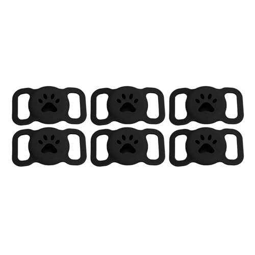 6PCS Haustierhalsbandhalter Airtag Silikon Anti-Verlust-Schutzhülle Katzenhalsbänder Katzenhundehalsband (Schwarz) von KKPLZZ