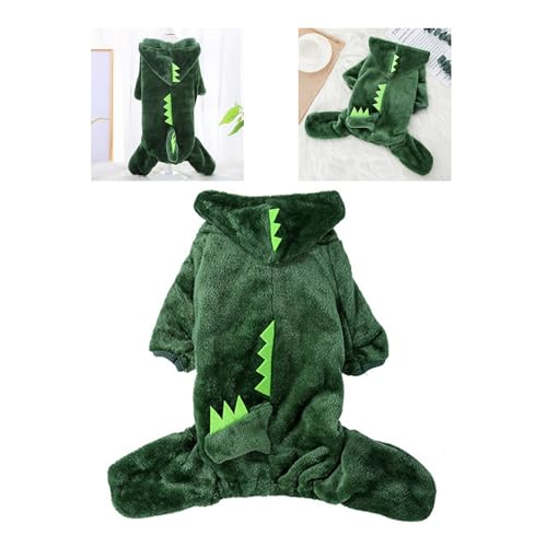 Hunde-Cartoon-Kostüm, Niedliche Dinosaurier-Form, Weiches Korallen-Fleece, Warmes Hunde-Halloween-Kostüm, Winter-Kapuzenpullover, Kleidung Hunde und Katzen (Dinosaurier XS) von KKPLZZ