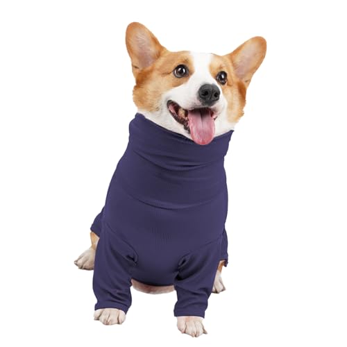 KKPLZZ Hunde-Pyjama, Dehnbar, Weich, Hunde-Shirt, Atmungsaktiv, Hundekleidung, Haustier-Angstlinderung, Pullover-Shirt mit Beinen den Sommer, Drinnen und Draußen (M) von KKPLZZ