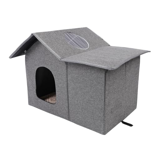 Katzenhaus für Katzen Im Freien, Faltbar, Wasserabweisend, Regenfest, Tierheim für Wilde Katzen, Katzenhöhle (Gray) von KKPLZZ