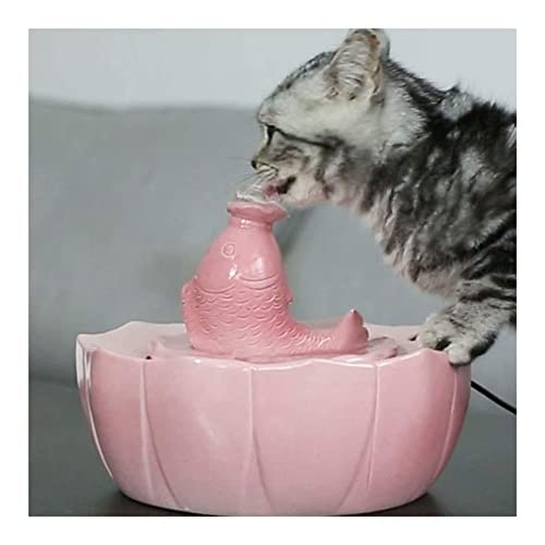 KKXXYQFC Haustier-Wasserspender, tragbarer Katzen-Wasserbrunnen, Keramik-Haustier-Trinkbrunnen für Katzen und Hunde, Katzenbrunnen mit Filter – automatischer Haustier-Wasserspender, leiser, von KKXXYQFC