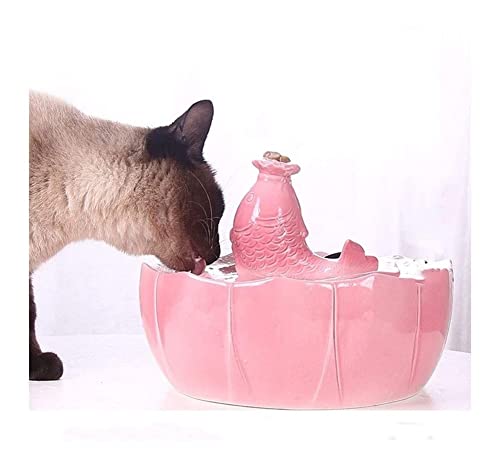 KKXXYQFC Haustier-Wasserspender, tragbarer automatischer Zirkulations-Haustier-Wasserspender für Katzen und Hunde, Keramik-Katzenwasserbrunnen zum Trinken, Katzenbrunnen (Farbe: Weiß) von KKXXYQFC