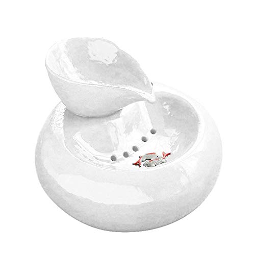 KKXXYQFC USB-Haustier-Trinkbrunnen, Katzen-Keramik-Wasserbrunnen, automatischer, leiser elektrischer Wasserspender für Hunde- und Katzenbedarf, weiß von KKXXYQFC