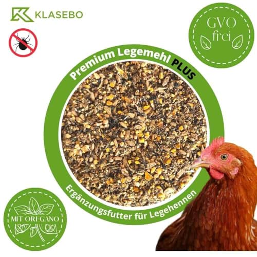 25 kg Premium Hühnerfutter und Kükenfutter, Legemehl Plus mit Oregano gegen Milben - Geflügelfutter für Hühner, Gänse, Enten von KLASEBO