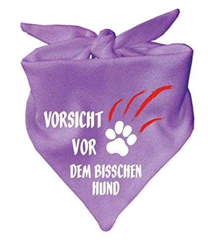 Hunde Dreiecks Halstuch (Fb: Flieder) (Gr. 2 (68 cm)) Vorsicht vor dem bisschen Hund von Kleiner Fratz