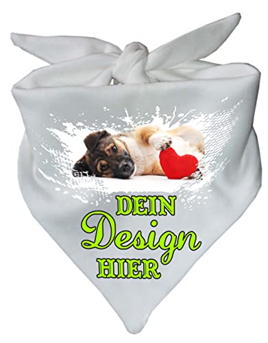 Hunde Dreiecks Halstuch personalisiert mit deinem Wunschmotiv (Fb: Weiss) (Gr. 1 (55 cm)) von Kleiner Fratz