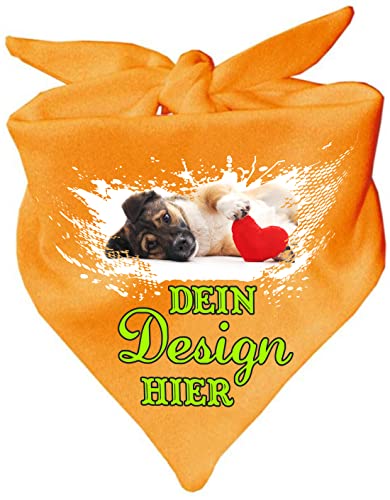 Hunde Dreiecks Halstuch personalisiert mit deinem Wunschmotiv (Fb: gelb) (Gr. 2 (68 cm)) von Kleiner Fratz