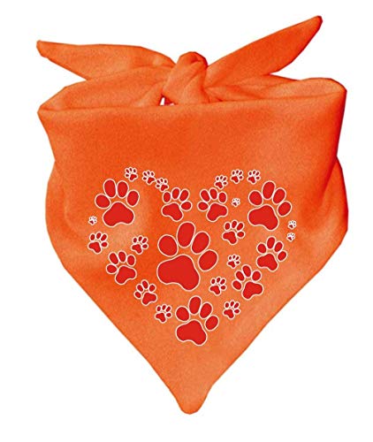 Hunde Dreiecks Halstuch (Fb: orange) (Gr. 1 (55 cm)) Herz aus Pfoten von Kleiner Fratz