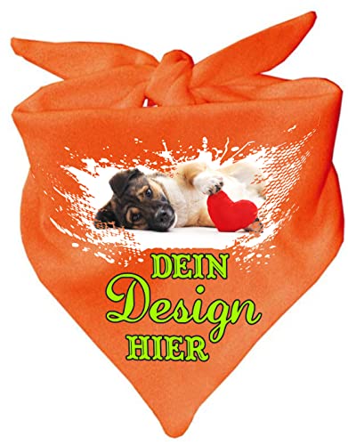 Hunde Dreiecks Halstuch personalisiert mit deinem Wunschmotiv (Fb: orange) (Gr. 2 (68 cm)) von Kleiner Fratz