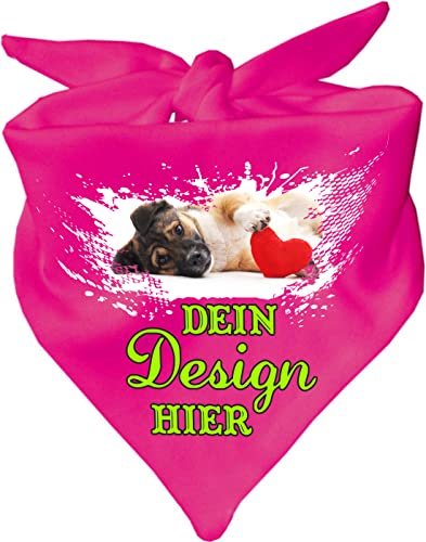 Kleiner Fratz Hunde Dreiecks Halstuch personalisiert mit deinem Wunschmotiv (Fb: pink) (Gr. 1 (55 cm)) von Kleiner Fratz