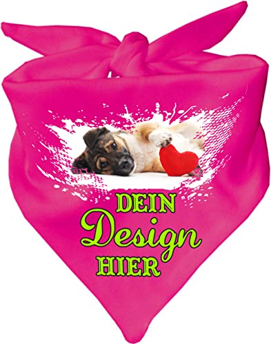 Hunde Dreiecks Halstuch personalisiert mit deinem Wunschmotiv (Fb: pink) (Gr. 2 (68 cm)) von Kleiner Fratz