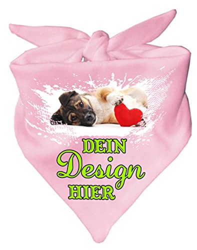 Hunde Dreiecks Halstuch personalisiert mit deinem Wunschmotiv (Fb: rosa) (Gr. 2 (68 cm)) von Kleiner Fratz