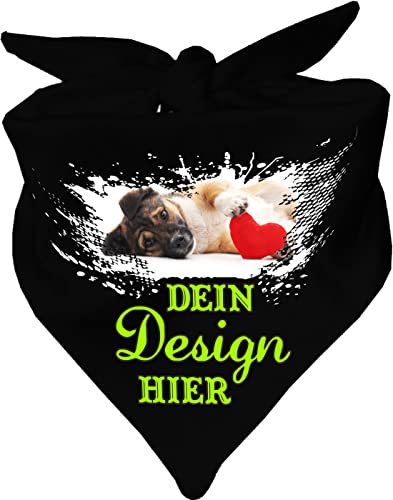 Hunde Dreiecks Halstuch personalisiert mit deinem Wunschmotiv (Fb: schwarz) (Gr. 2 (68 cm)) von Kleiner Fratz