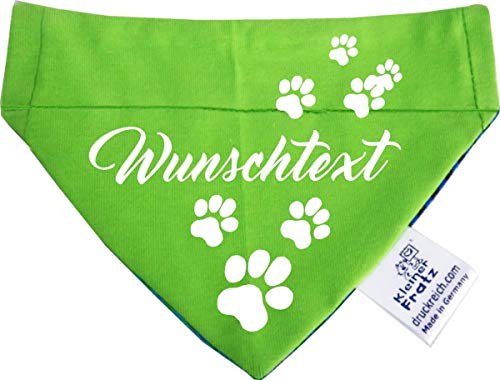 Hunde Durchzugstuch (Fb: Lime-royal) (Gr.M - 23 x 18 cm) mit Ihrem Wunschtext von Kleiner Fratz