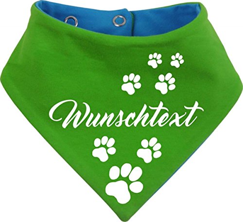 beidseitiges Multicolor Hunde Wende- Halstuch (Fb: Lime-royal) (Gr.2 - HU 31-35 cm) mit Ihrem Wunschtext von Kleiner Fratz