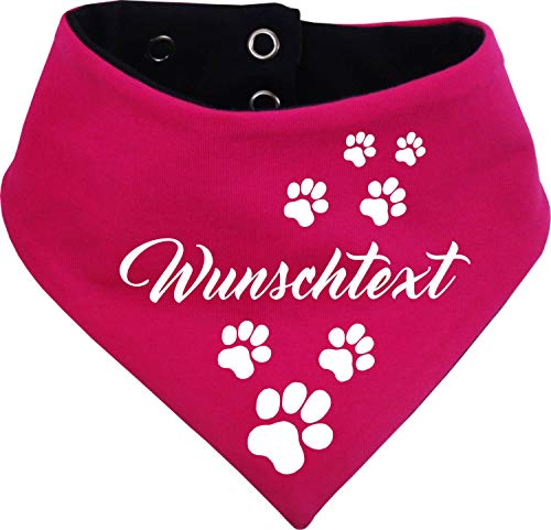 beidseitiges Multicolor Hunde Wende- Halstuch (Fb: pink-Navy) (Gr.5 - HU 52-60 cm) mit Ihrem Wunschtext von Kleiner Fratz