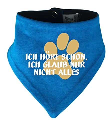 Hunde Wende- Halstuch Multicolor (Fb: Atoll-Navy) (Gr.2 - HU 31-35 cm) Ich höre Schon, ich Glaub nur Nicht Alles von Kleiner Fratz